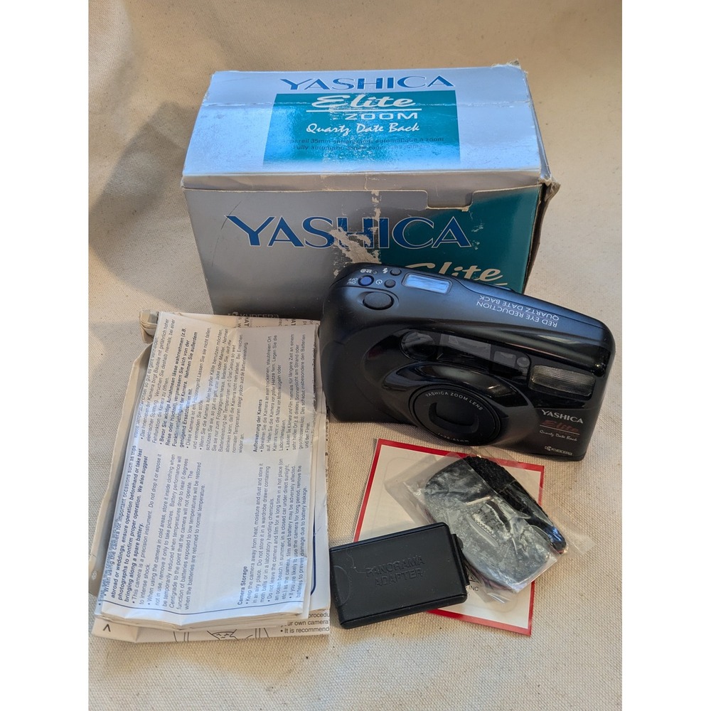 Yashica Elite Zoom 35mm Film Camera 38-65mm Lens Box PA-05 Working